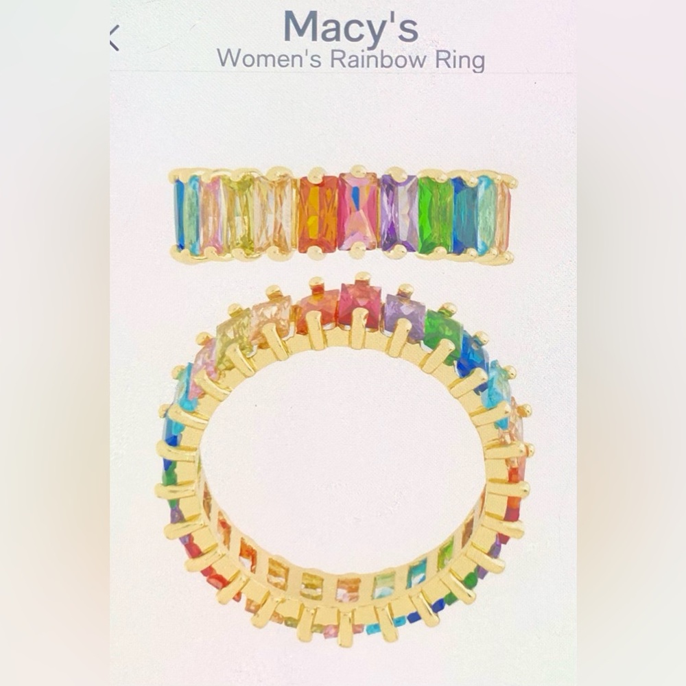 Macy's Multicolor Gemstone Ring with Gold Accents NEW NWOT